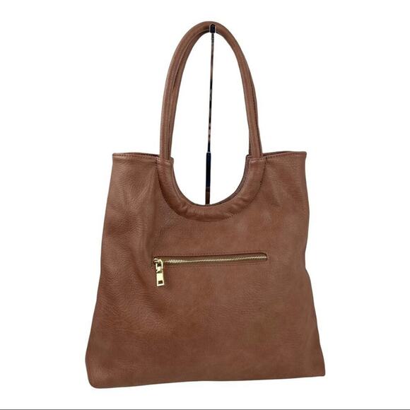 Antik Kraft Brown Vegan Leather Seamed Detailing Shoulder Bag - Picture 4 of 16